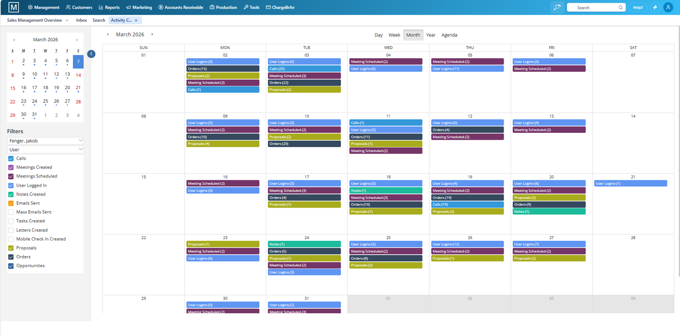 Activity calendar with deadlines
