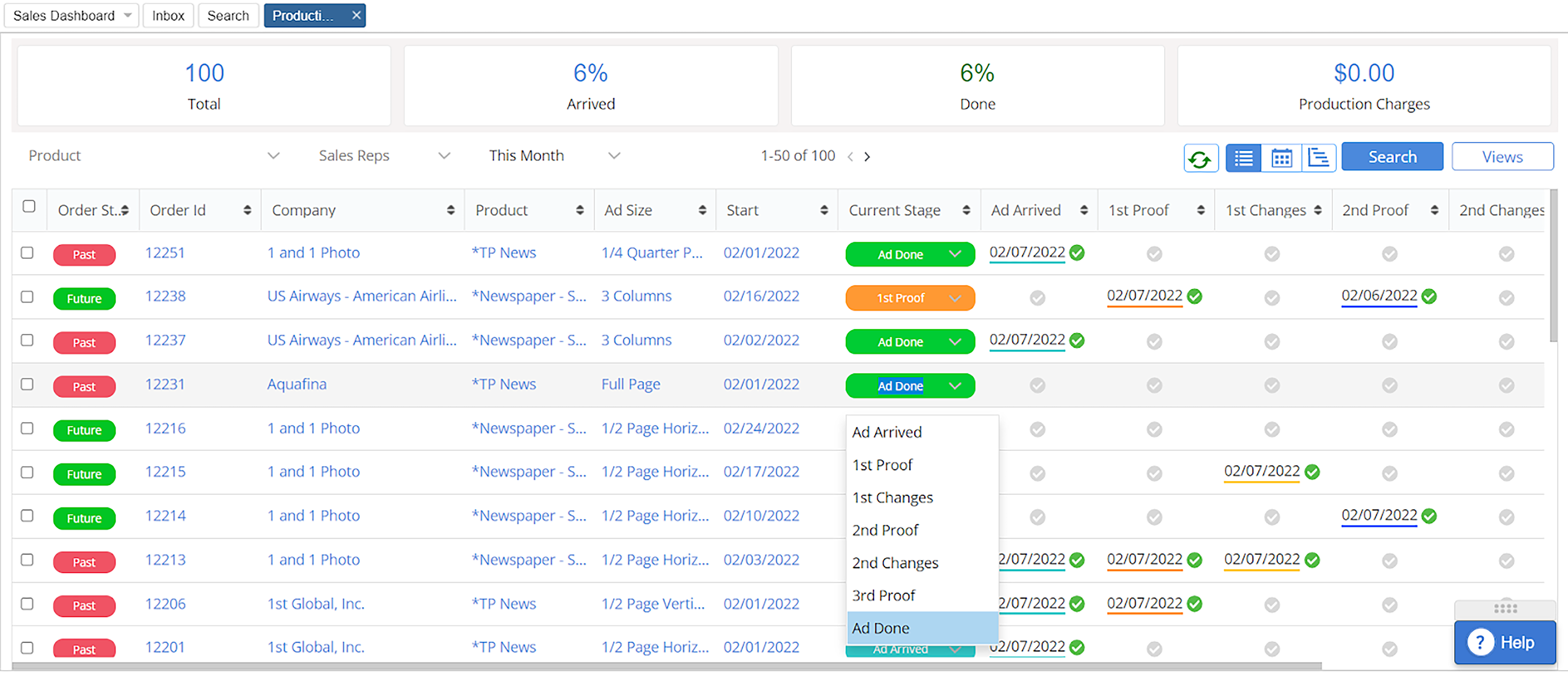 Production module list view — The Magazine Manager